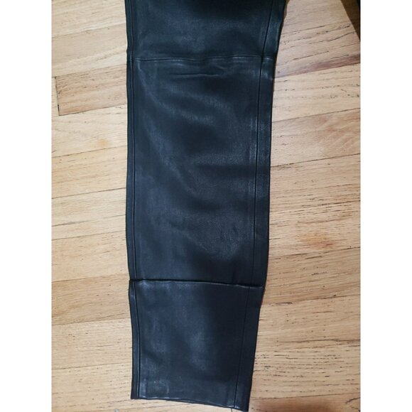 Theory Pants Black Lamb Adbelle Leather Stretch  Leggings Size 8 Elastic Waist - Picture 4 of 13